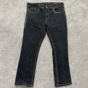 Platini Embroidered Black Slim Boot Cut Jeans Men's Size 38x30
